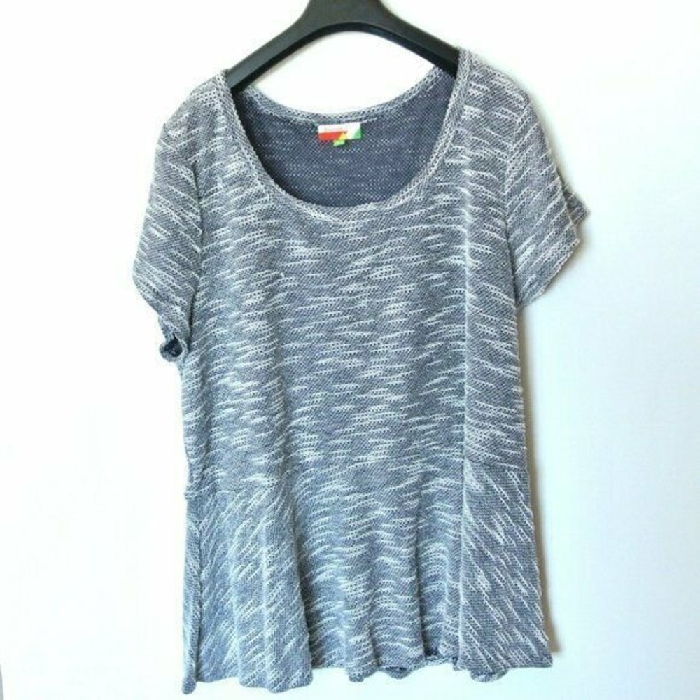 Modcloth Fervour Peplum Black White Top Plus 3X